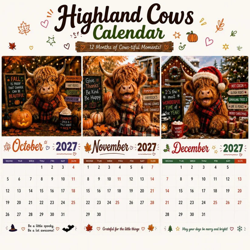 ✨️Surprise 60% Off!🐮2027 Funny Highland Cow Wall Calendar | A4 Hanging Calendar 🔥May 2027 bring you booming luck!