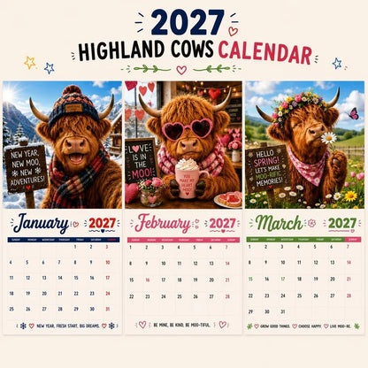 ✨️Surprise 60% Off！🐮2027 Funny Highland Cow Wall Calendar | A4 Hanging Calendar 🔥May 2027 bring you booming luck！