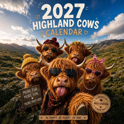✨️Surprise 60% Off！🐮2027 Funny Highland Cow Wall Calendar | A4 Hanging Calendar 🔥May 2027 bring you booming luck！