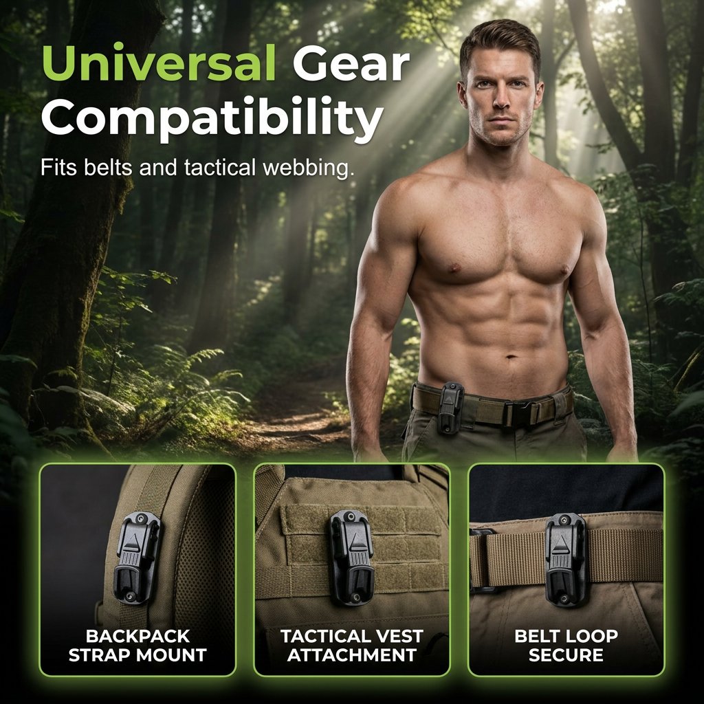 ⚙️ Tactical Quick-Release Keychain ✨ Universal MOLLE-compatible attachment for backpacks and belts – One-handed detachable gear mounting system